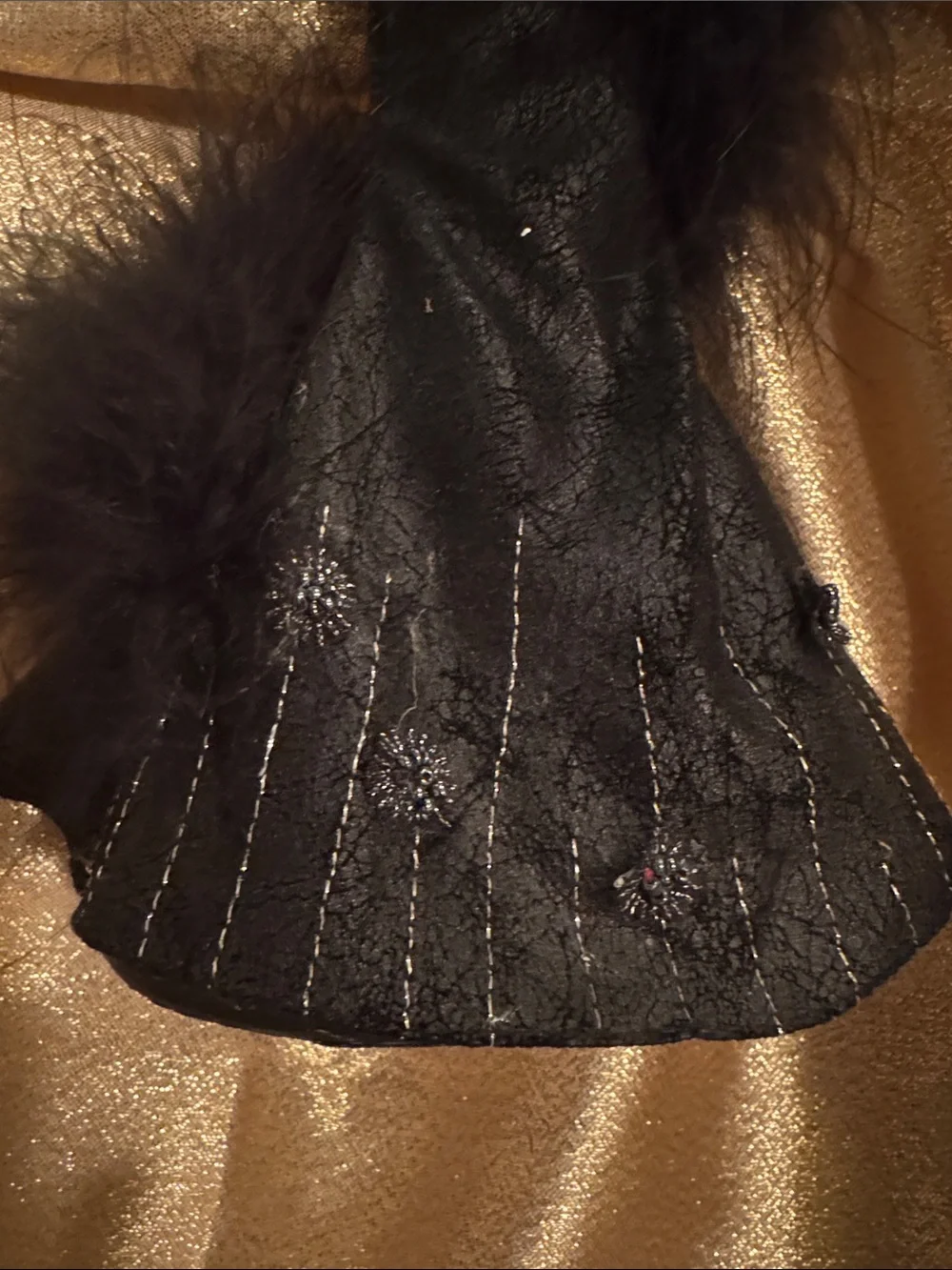 Elegant Black Feathered Dress Jewelry Stand